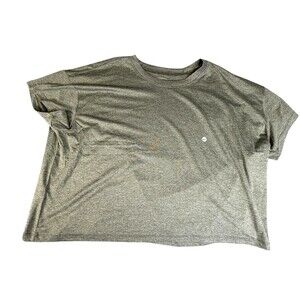 Eddie Bauer Shirt Womens 2XL Green WR Surreal Travel Crew Cropped UPF 50+ Tee